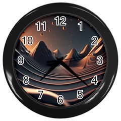 Ai Generated Swirl Space Design Fractal Light Art Wall Clock (black) by Ravend