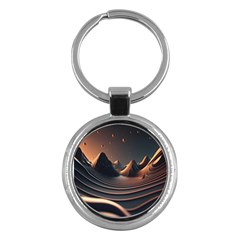 Ai Generated Swirl Space Design Fractal Light Art Key Chain (round) by Ravend