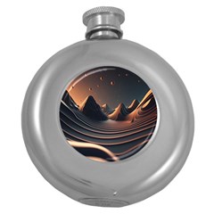 Ai Generated Swirl Space Design Fractal Light Art Round Hip Flask (5 Oz) by Ravend