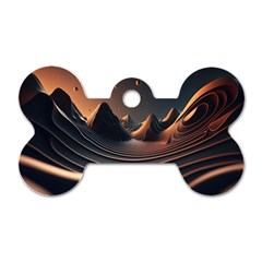 Ai Generated Swirl Space Design Fractal Light Art Dog Tag Bone (two Sides) by Ravend