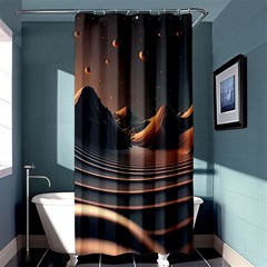 Ai Generated Swirl Space Design Fractal Light Art Shower Curtain 36  X 72  (stall)  by Ravend