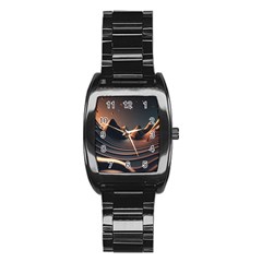 Ai Generated Swirl Space Design Fractal Light Art Stainless Steel Barrel Watch