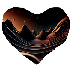 Ai Generated Swirl Space Design Fractal Light Art Large 19  Premium Flano Heart Shape Cushions by Ravend