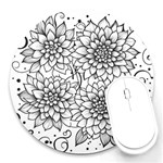 Flowers Template Line Art Pattern Coloring Page Round Mousepad Front