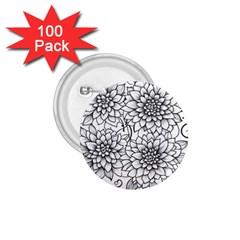 Flowers Template Line Art Pattern Coloring Page 1 75  Buttons (100 Pack)  by Ravend