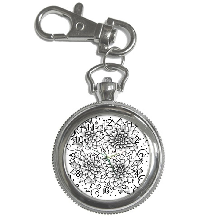 Flowers Template Line Art Pattern Coloring Page Key Chain Watches