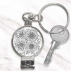 Flowers Template Line Art Pattern Coloring Page Nail Clippers Key Chain by Ravend