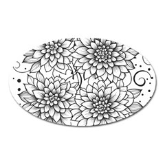 Flowers Template Line Art Pattern Coloring Page Oval Magnet by Ravend