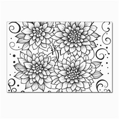 Flowers Template Line Art Pattern Coloring Page Postcard 4 x 6  (pkg Of 10) by Ravend