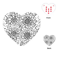 Flowers Template Line Art Pattern Coloring Page Playing Cards Single Design (heart) by Ravend