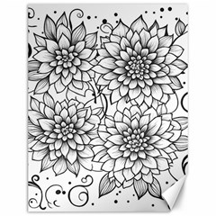 Flowers Template Line Art Pattern Coloring Page Canvas 12  X 16  by Ravend