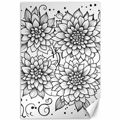 Flowers Template Line Art Pattern Coloring Page Canvas 12  X 18  by Ravend