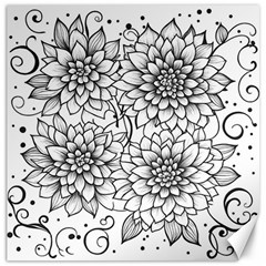 Flowers Template Line Art Pattern Coloring Page Canvas 16  X 16  by Ravend