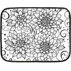 Flowers Template Line Art Pattern Coloring Page Fleece Blanket (mini) by Ravend