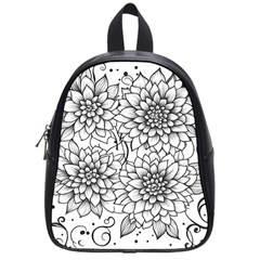 Flowers Template Line Art Pattern Coloring Page School Bag (small) by Ravend