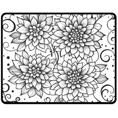 Flowers Template Line Art Pattern Coloring Page One Side Fleece Blanket (medium) by Ravend