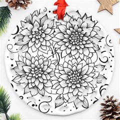 Flowers Template Line Art Pattern Coloring Page Ornament (round Filigree)