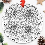 Flowers Template Line Art Pattern Coloring Page Ornament (Round Filigree) Front