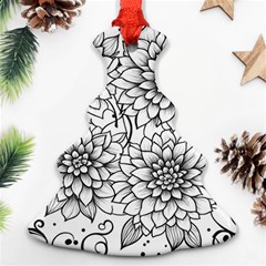 Flowers Template Line Art Pattern Coloring Page Christmas Tree Ornament (two Sides) by Ravend