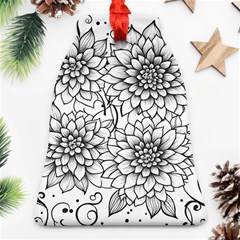 Flowers Template Line Art Pattern Coloring Page Bell Ornament (two Sides) by Ravend