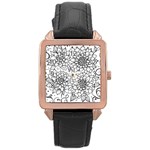 Flowers Template Line Art Pattern Coloring Page Rose Gold Leather Watch  Front