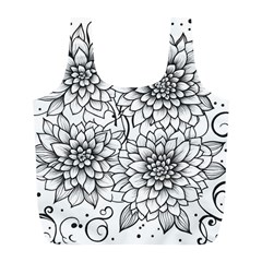 Flowers Template Line Art Pattern Coloring Page Full Print Recycle Bag (l) by Ravend