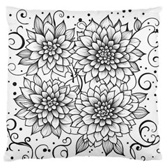 Flowers Template Line Art Pattern Coloring Page Large Premium Plush Fleece Cushion Case (one Side) by Ravend