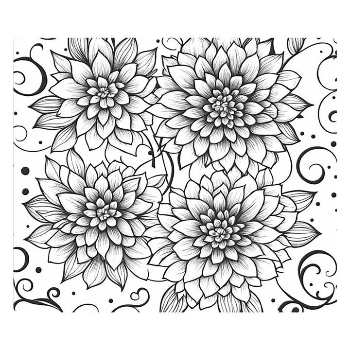 Flowers Template Line Art Pattern Coloring Page Premium Plush Fleece Blanket (Small)