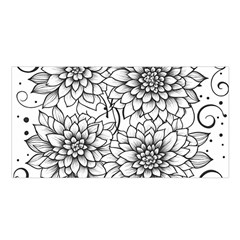 Flowers Template Line Art Pattern Coloring Page Satin Shawl 45  X 80  by Ravend