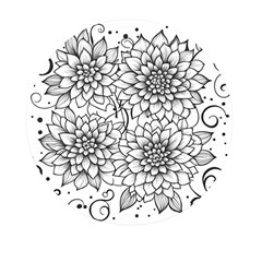 Flowers Template Line Art Pattern Coloring Page Mini Round Pill Box by Ravend