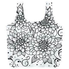 Flowers Template Line Art Pattern Coloring Page Full Print Recycle Bag (xxl) by Ravend