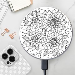 Flowers Template Line Art Pattern Coloring Page Wireless Fast Charger(white) by Ravend