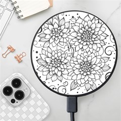 Flowers Template Line Art Pattern Coloring Page Wireless Fast Charger(black)