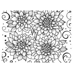 Flowers Template Line Art Pattern Coloring Page Premium Plush Fleece Blanket (extra Small)