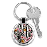 Assorted Watercolor Flowers Key Chain (Round) Front