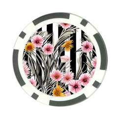 Assorted Watercolor Flowers Poker Chip Card Guard by GardenOfOphir