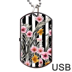 Assorted Watercolor Flowers Dog Tag Usb Flash (one Side) by GardenOfOphir