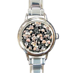 Vibrant And Alive Watercolor Flowers Round Italian Charm Watch by GardenOfOphir