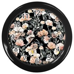 Vibrant And Alive Watercolor Flowers Wall Clock (black) by GardenOfOphir