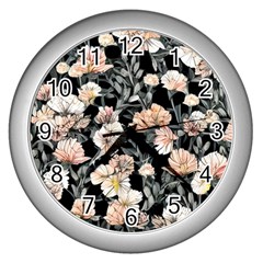 Vibrant And Alive Watercolor Flowers Wall Clock (silver) by GardenOfOphir