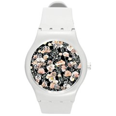 Vibrant And Alive Watercolor Flowers Round Plastic Sport Watch (m) by GardenOfOphir