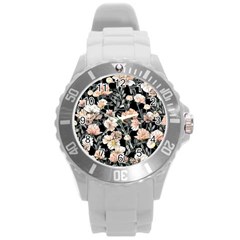 Vibrant And Alive Watercolor Flowers Round Plastic Sport Watch (l) by GardenOfOphir