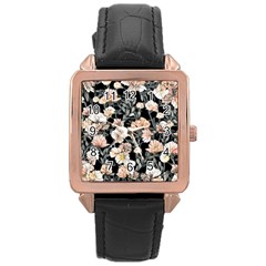 Vibrant And Alive Watercolor Flowers Rose Gold Leather Watch  by GardenOfOphir