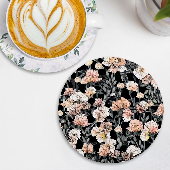 Vibrant And Alive Watercolor Flowers UV Print Round Tile Coaster