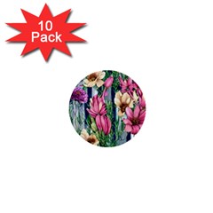 Big And Bright Watercolor Flowers 1  Mini Buttons (10 Pack)  by GardenOfOphir