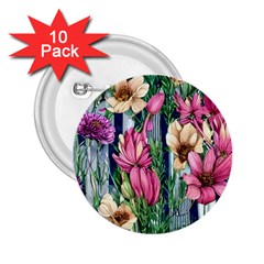 Big And Bright Watercolor Flowers 2 25  Buttons (10 Pack)  by GardenOfOphir