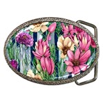 Big And Bright Watercolor Flowers Belt Buckles Front