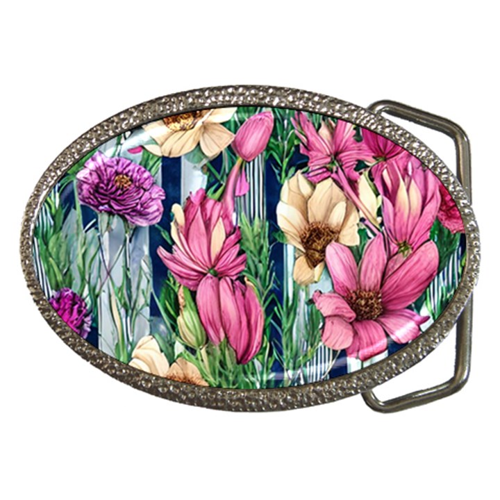 Big And Bright Watercolor Flowers Belt Buckles