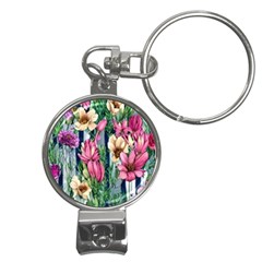 Big And Bright Watercolor Flowers Nail Clippers Key Chain by GardenOfOphir