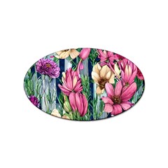 Big And Bright Watercolor Flowers Sticker (oval) by GardenOfOphir